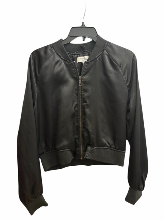 Charlotte Russe Jackets & Blazers - Charlotte Russe Black Satin Bomber Jacket with Ribbed Trim